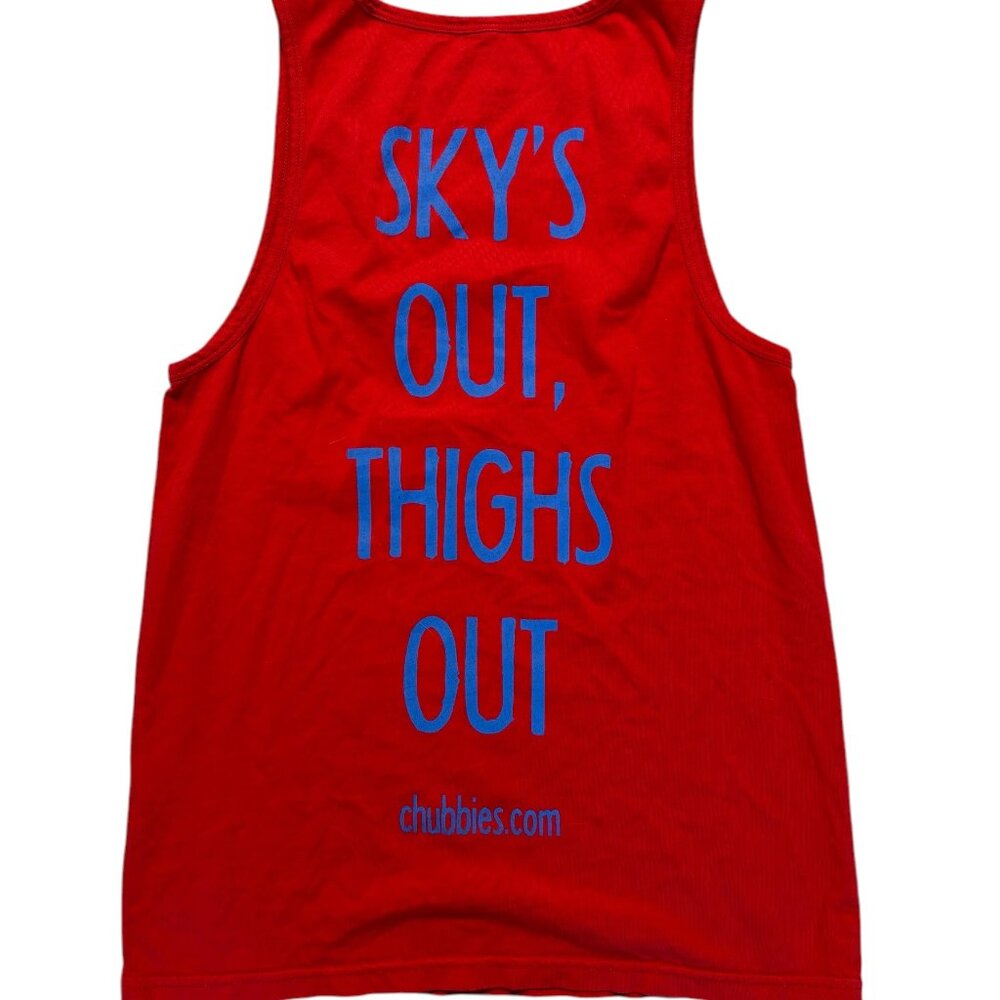 Chubbies Red Graphic Tank Top - "Sky's Out, Thighs Out"